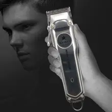 Полностью Металлическая электрическая машинка для стрижки волос, Беспроводная Машинка для стрижки для мужчин, перезаряжаемая портативная машинка 19QE