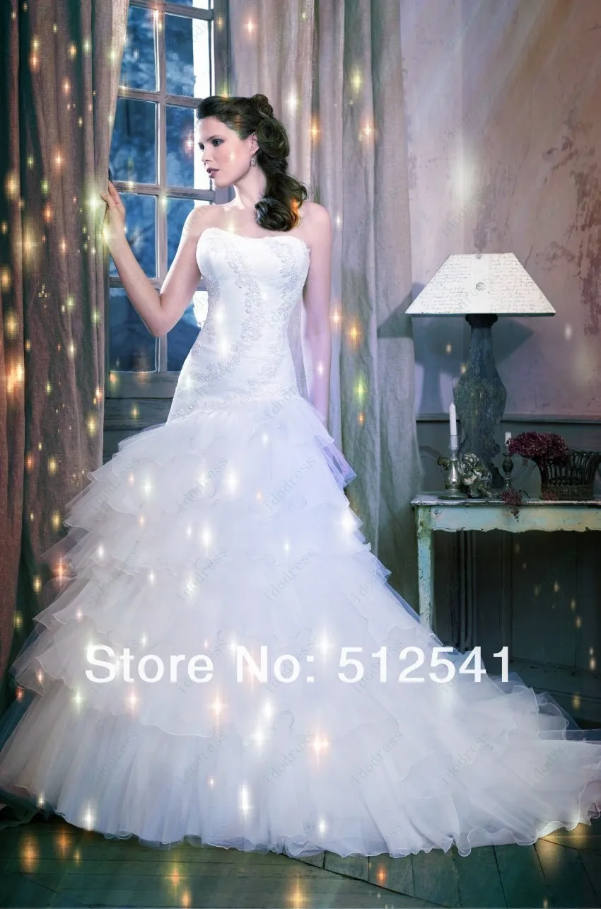 

Top Grade Bridal Wedding Dresses 2019 bridal gown vestido de noiva Trumpet Mermaid Strapless Pleat Organza Applique Sweep Train