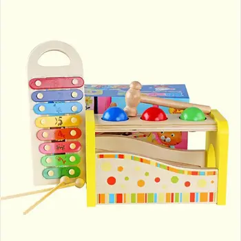 

Pound & Tap Bench with Slide Out Xylophone - Durable Wooden Musical Pounding To G99C