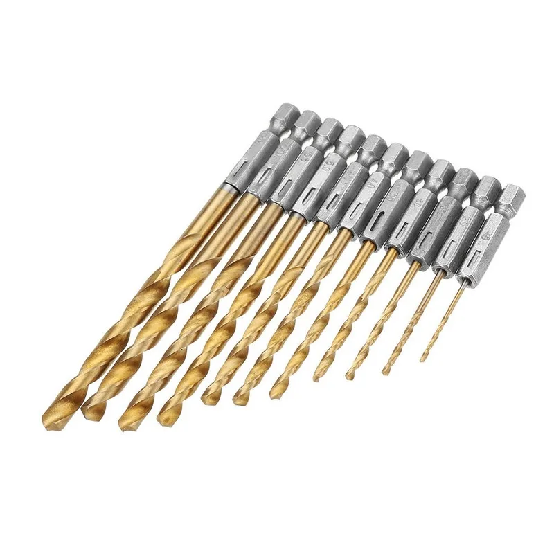 13 1 предмет 1/4 inch из быстрорежущей инструментальной стали titanium покрытием Шестигранная ручка спиральное сверло Комплект 1,5-6,5 мм с титановым покрытием спиральное сверло