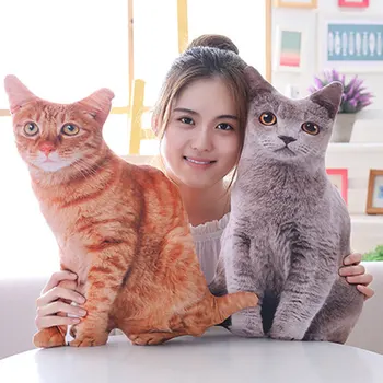 

Cute 3D Artificial Cat Shape Pillow Expression Cat Chair Bedside Cushion Stuffed Plush Toy Home Bedroom Office