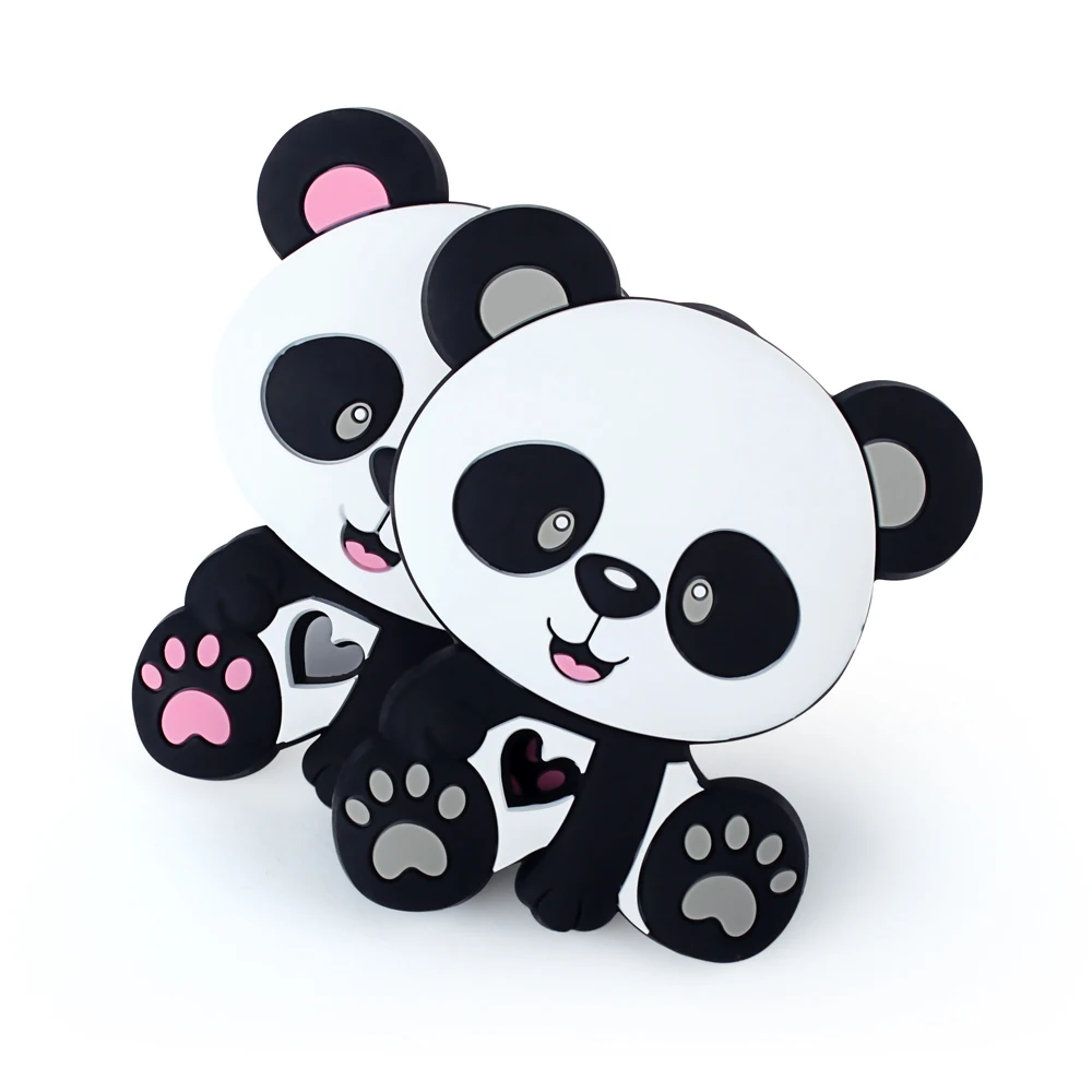 유지 및 성장 1pc Teether 실리콘 팬더 식품 등급 Teether 간호 젖니 목걸이 액세서리 실리콘 동물 Teether