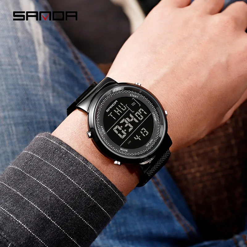 

SANDA New Style Fashion Stainless Steel Net Waterproof Quartz Watch Sports Electronic Digital Couples Watch