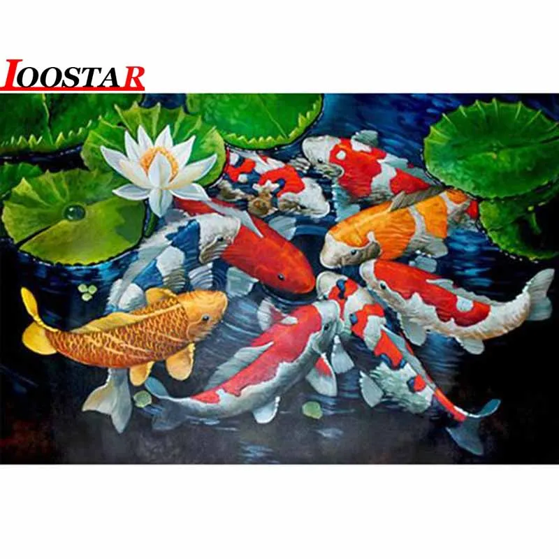 NEW Diamond Painting Koi Golden Fish DIY 3D Embroidery Jumps Mosaic Full Compilation For Needlework | Дом и сад