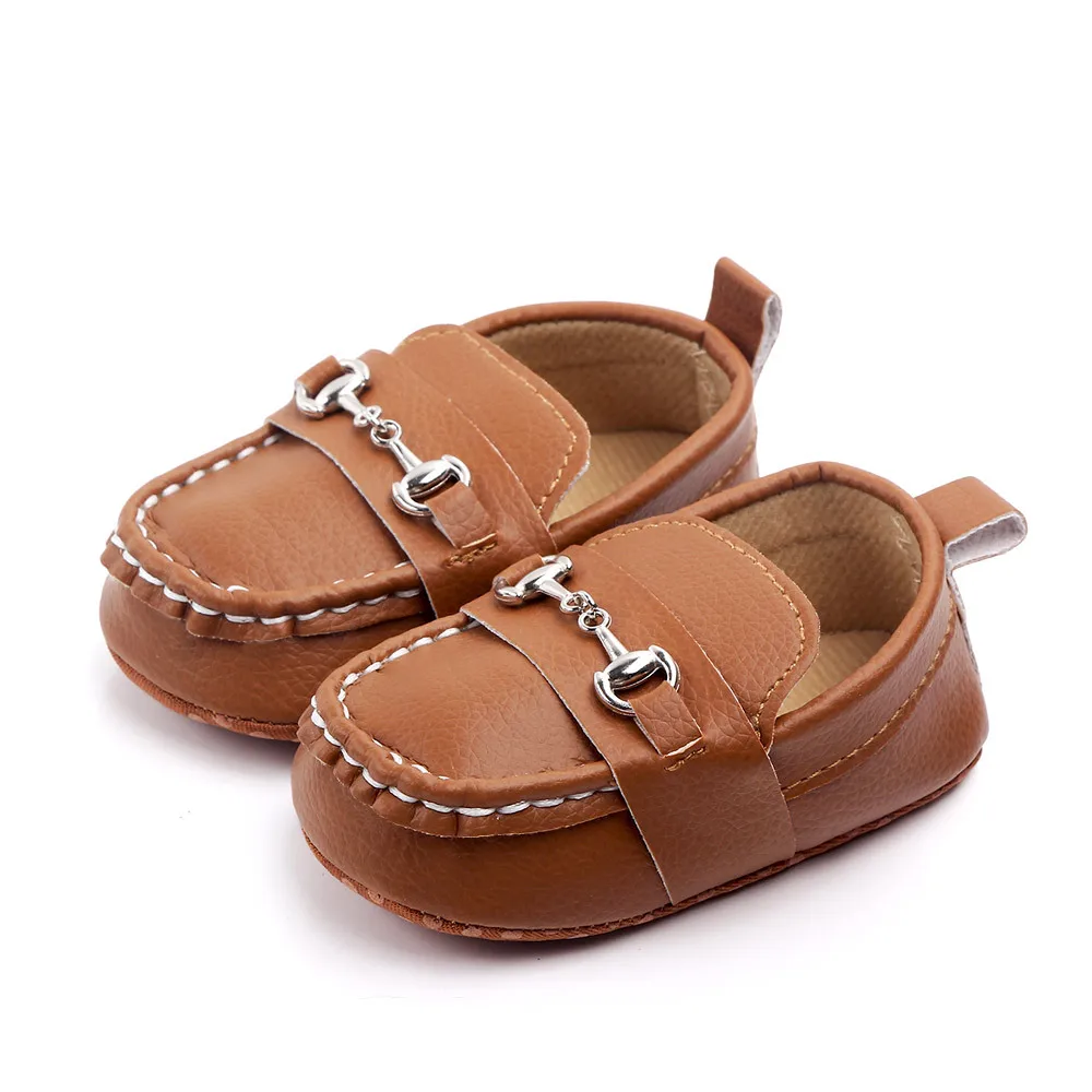 Новорожденных обувь для мальчика модная мягкая подошва детская кожаная обувь повседневная обувь для новорожденного для мальчиков мокасины для самых маленьких - Цвет: Brown