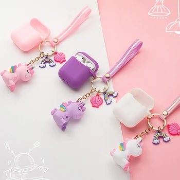 

Cartoon Unicorn Earphone Shell For Apple Airpods Case Wireless Bluetooth Headphone Protective Cover For Airpods Unicor Keychian