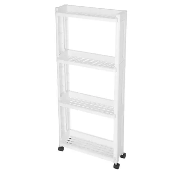 

LUDA Kitchen Refrigerator Clip Storage Rack Bathroom Washing Machine Floor Four-Layer Ultra-Narrow Cabinet Removable