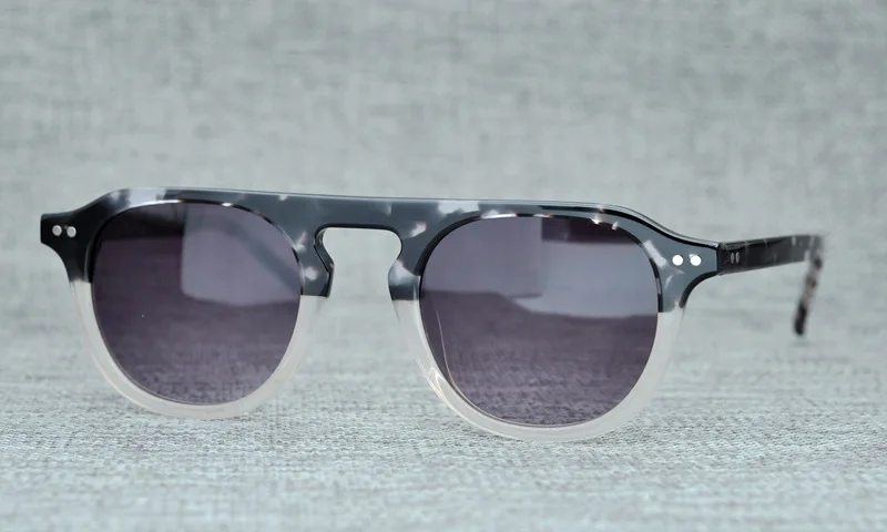 Acetate Round Sunglasses Men Women Brand Designer Retro Sun Glasses for Men Flat Top Vintage Clear Sunglass Shades UV400 Oculos