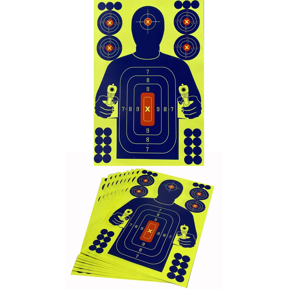 Shooting Targets Stickers Spinner Shooting Targets 10 Pcs 12*18 Inch Fresh Blue Silhouette Splatter & Reactive Blooming Target