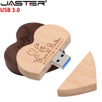 

JASTER usb3.0 Wooden Heart Usb flash drive Memory Stick Pen Drive 8gb 16gb 32gb Company Logo engrave