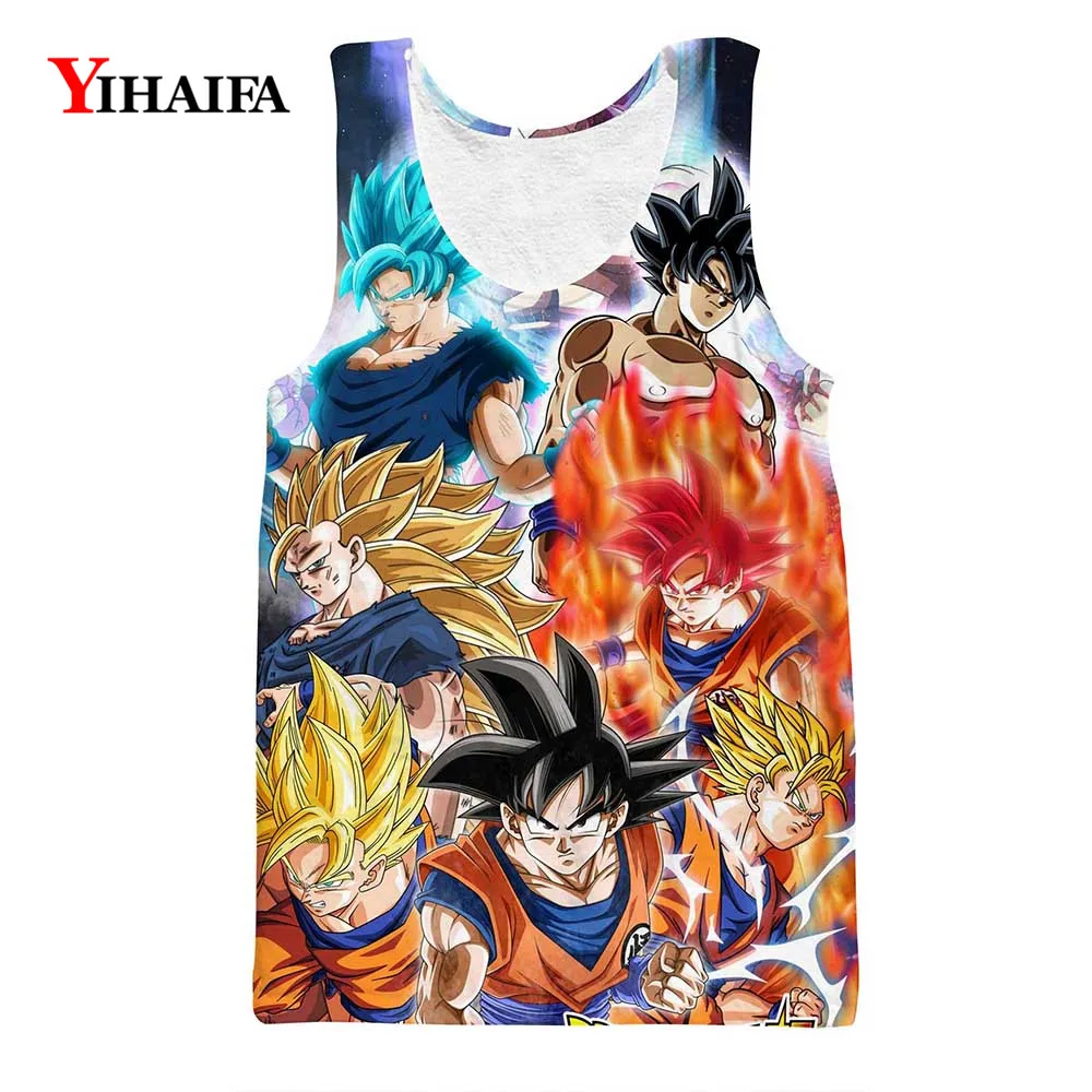 

Fashion Men Tank Top 3D Print Vest Dragon Ball Z Super Saiyan Goku Vegeta Anime Casual Sleeveless Mens Fitness Tank Tops
