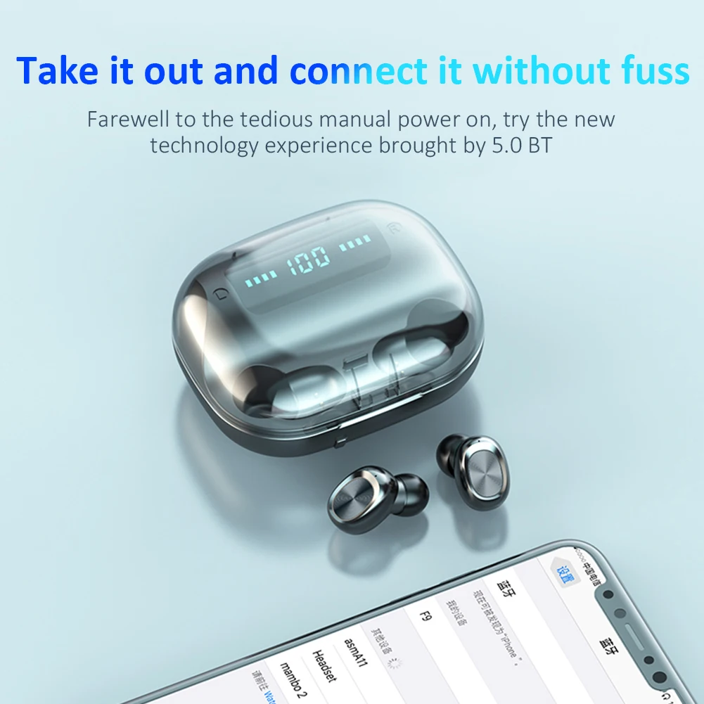 Led Battery Display IPX7 Waterproof 263 Bluetooth Earphone TWS 5 0 Wireless Earbuds In Ear Mini Bluedio For Iphone Mobile Phone