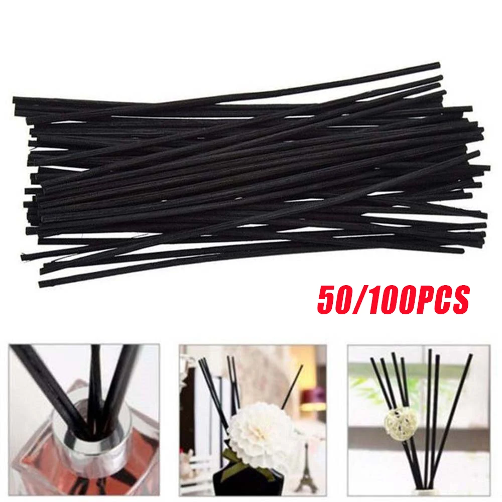 50/100 Pcs Zwart Rotan Reed Diffuser Sticks Vervanging Fiber Essentiële Olie 20Cm 3Mm