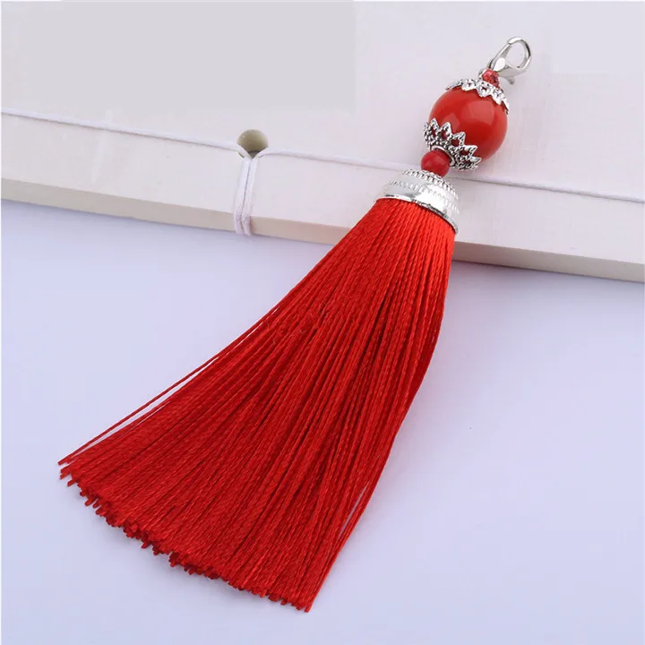 Red tassels 3 шт. гладкий шелк застежка Омар кисточка бахрома кулон DIY ремесла кисточки отделка одежды Шторы Декор серьги ювелирные изделия компоненты - Цвет: Red tassels