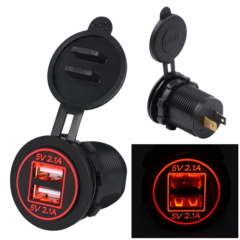 Красный Два порта Usb зарядное устройство s 5v 4.2a двойной Usb зарядное устройство гнездо адаптера питание розетка для 12v 24v аксессуары для мотоцикла и автомобиля#0 - Название цвета: Красный