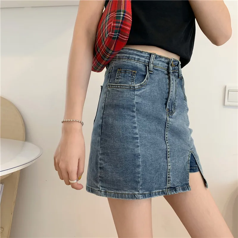Skirts Safe Short Women Vintage High Waist Sexy Micro Mini Jeans Plus