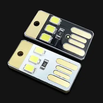 

Double Sided USB 3 X LED Warm Mini USB Pocket Card LED Light With Light Induction Switch Camping Laptop Keyboard Lamp White