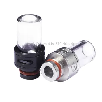 

Horizontech Falcon/Uwell Crown 4 IV 510 drip tip Stainless Steel & Glass narrow bore Mouthpiece