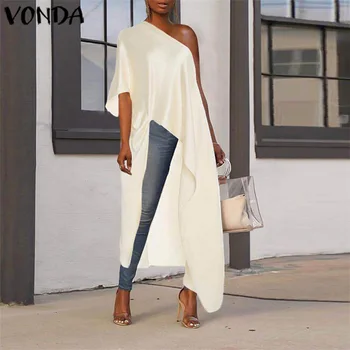 

VONDA 2020 Summer Tunic Women Sexy Off One Shoulder Party Shirts Holiday Tops Plus Size Elegant Bohemian Blusas Femininas