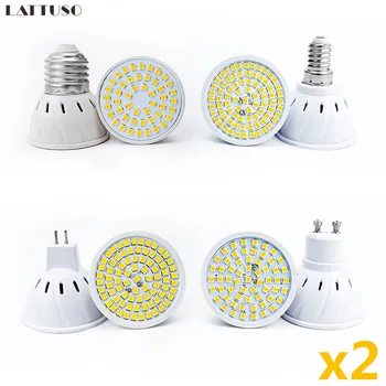 

2pcs/lot E27 E14 MR16 GU10 Lampada LED Bulb 110V 220V Bombillas LED Lamp Spotlight 48 60 80 LEDs 2835SMD Lampara Spot Light