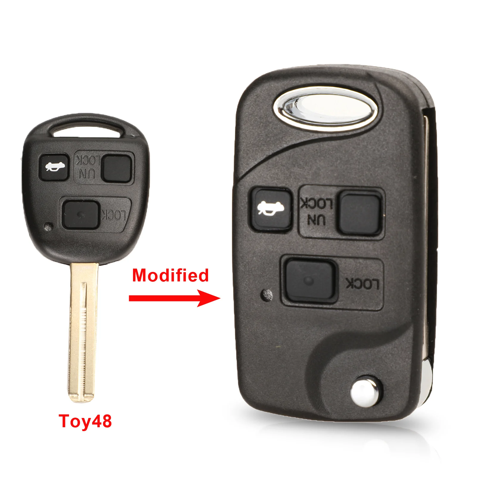 Чехол для дистанционного ключа автомобиля 2/3 BTN для Toyota Yaris Prado Tarago Camry Corolla TOY43/TOY47/TOY48 Blade+ резиновый кнопочный коврик - Цвет: 3 Button TOY48