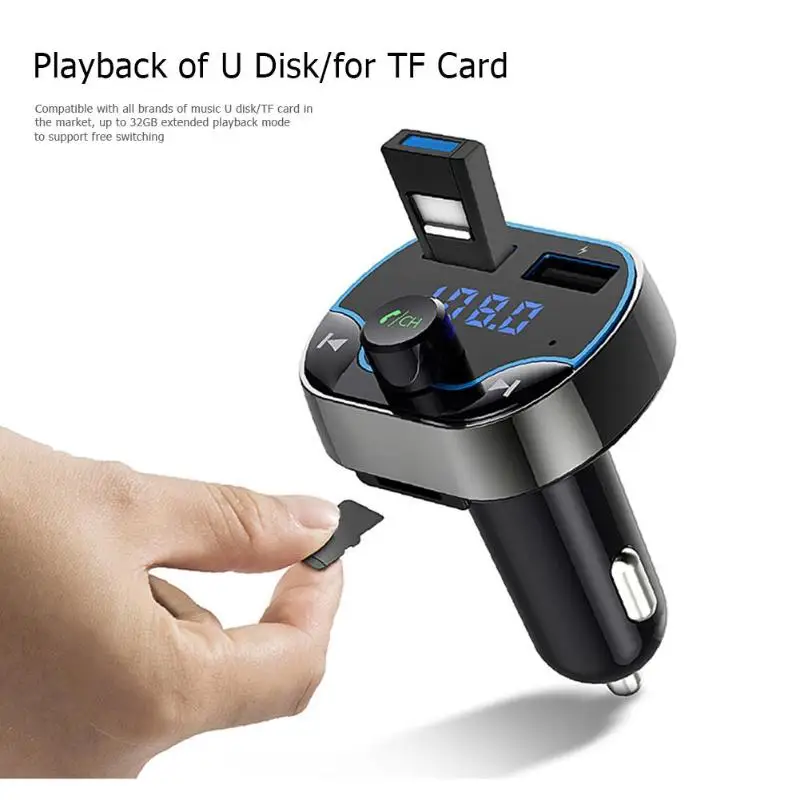 Горячая Распродажа Автомобильный fm-передатчик T24 Bluetooth 4,2 MP3-плеер fm-передатчик зарядка громкой связи Dual USB 3.1A автомобильное зарядное устройство