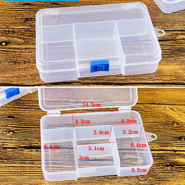Sewing Sets Storage Box 5 Grids Screw Organizer Plastic Storage Box Electronic Components Holder Container Jewelry Display Case