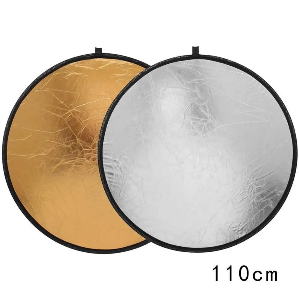 

2 in 1 110CM 43 inch Round Flash Studio Collapsible Refletor Light Disc Silver Gold Riflettore Reflector with Carry Bag