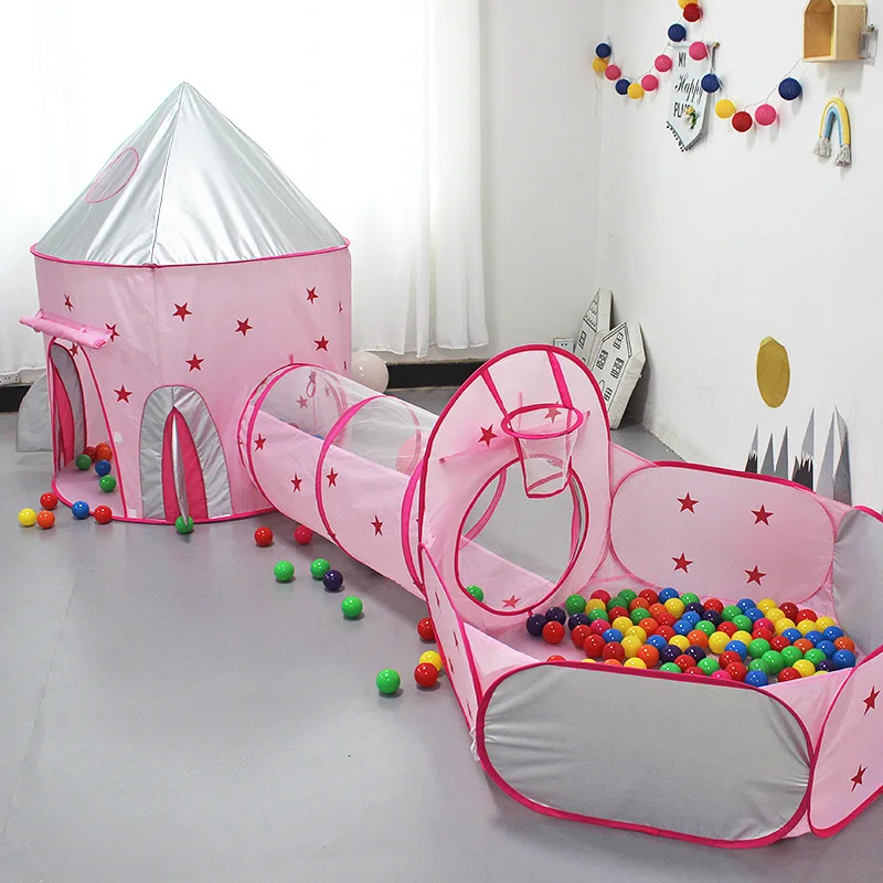 3In1 Portable Space Capsule Tent Space Yurt Game Play Tent Outdoor Ball Pool Indoor Crawling Tunnel For Kids Baby Play House 3