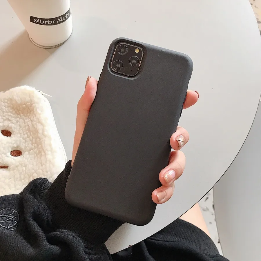 

Black Simple Matte Shockproof Soft Silicone Phone Case Cover for iPhone 11 Pro Max 6 6s 7 8 Plus XR X Xsmax Back Cases