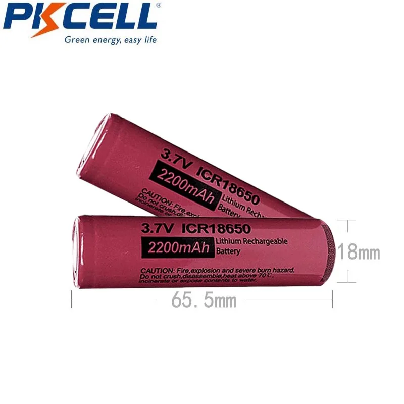 PKCELL ICR18650 3 7 В литиевая аккумуляторная батарея ICR 18650 2200 мАч с плоским верхом для