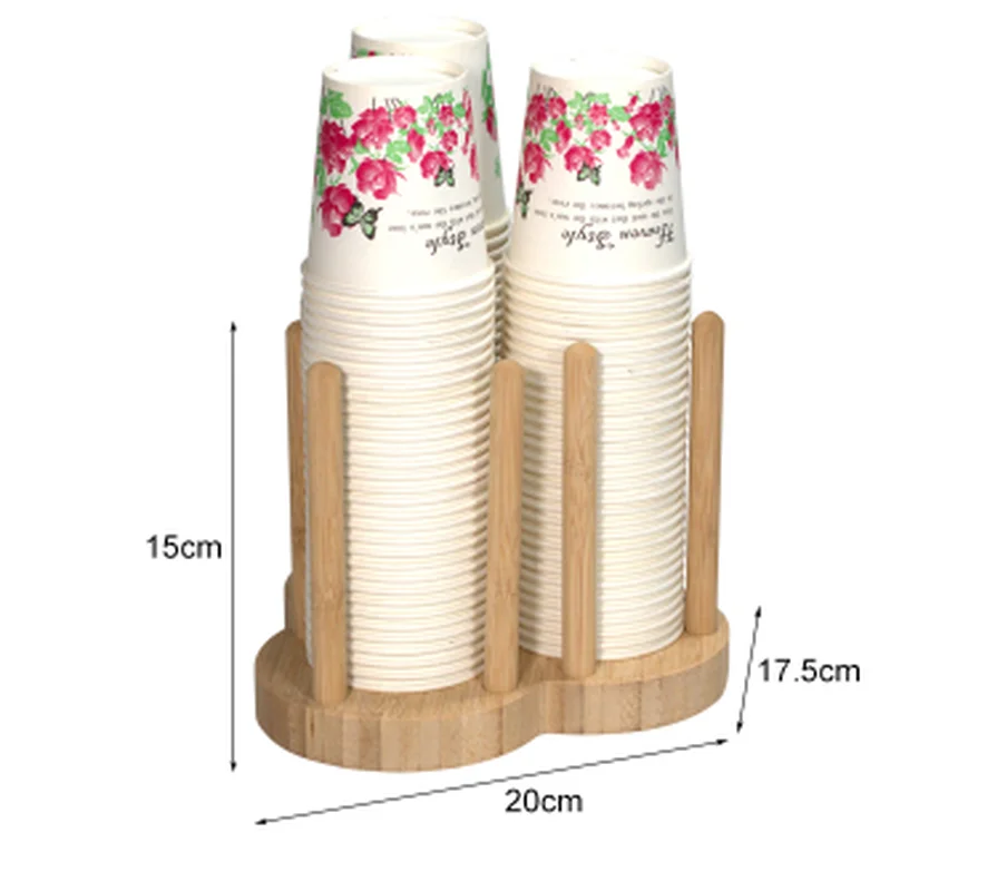 Household Solid Wood Wooden Cup Holder Water Dispenser Milk Tea Shop Disposable Paper Cup Holder with Home Decoration