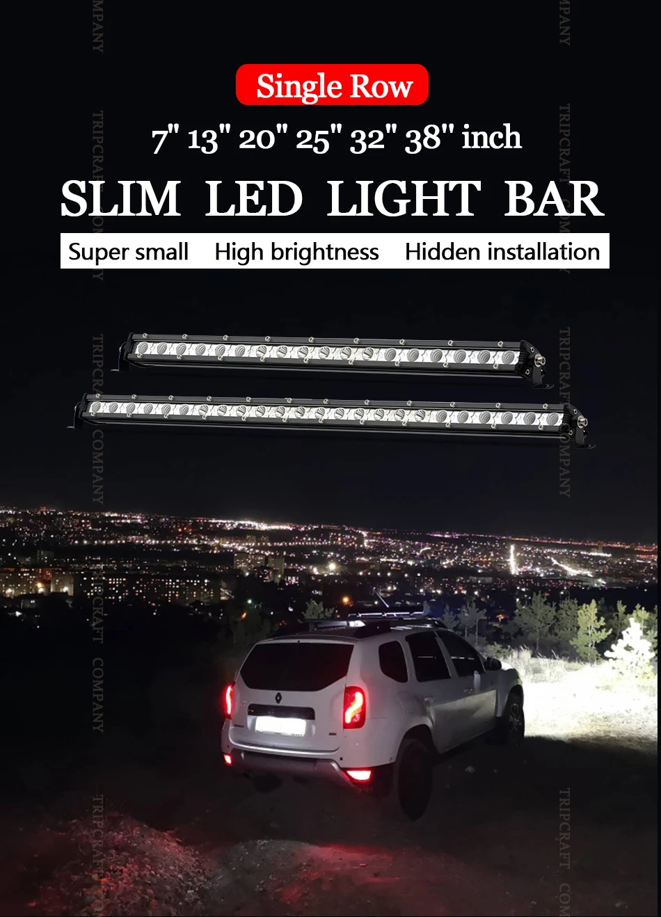 Tripcraft Single Row Super Slim LED Light Bar 7" 13" 20" 25" 32" 38'' Inch LED Work Light Bar 90W 120W 150W 180W OffRoad 12V 24V