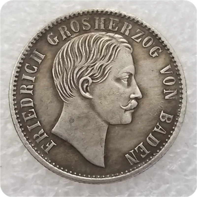 

1862 1/2 Gulden Germany coins silver plated coin copy old coins for collection gift bedge