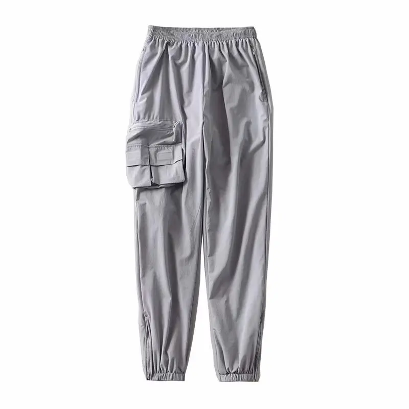 Bazaleas Sreetwear панк черный боковой карман Джоггеры для женщин крутая эластичная талия женские брюки-карго Готический пот брюки дропшиппинг - Цвет: T58 grey 296