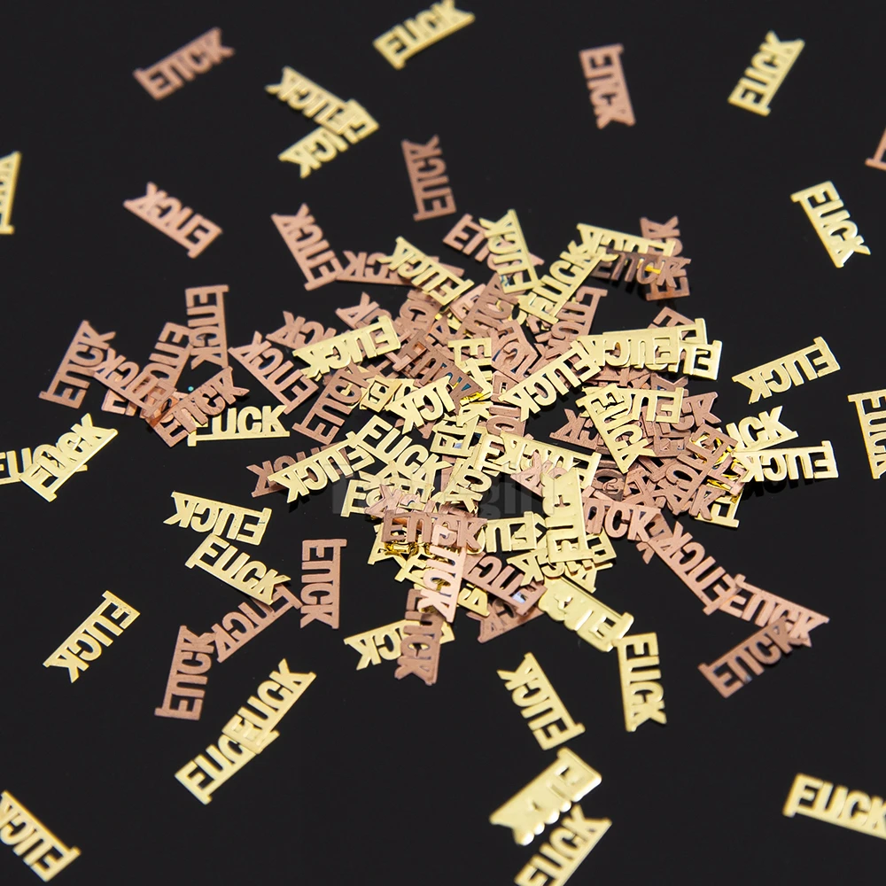 800pcs/pack Metallic Bitch Fcuk Letter Nail Art Decoration Gold Brone Back Slice Decals Sticker Nails Accessories DIY