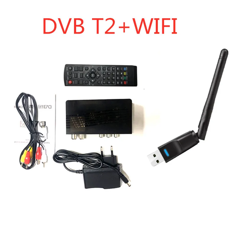 Dvb T2 Wifi Usb2.0Full-HD 1080P Dvb-t2 тюнер ТВ коробка HDMI спутниковый ТВ приемник тюнер Dvbt2 Встроенный Русский Руководство с антенной - Цвет: DVB T2 WIFI
