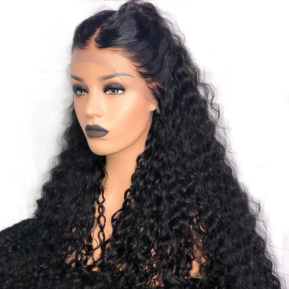 

Brazilian Deep Curly 250% Density Virgin Lace Front Human Hair Wigs For Black Women Full Lace Pre Plucked Curly Hair Wig BIB