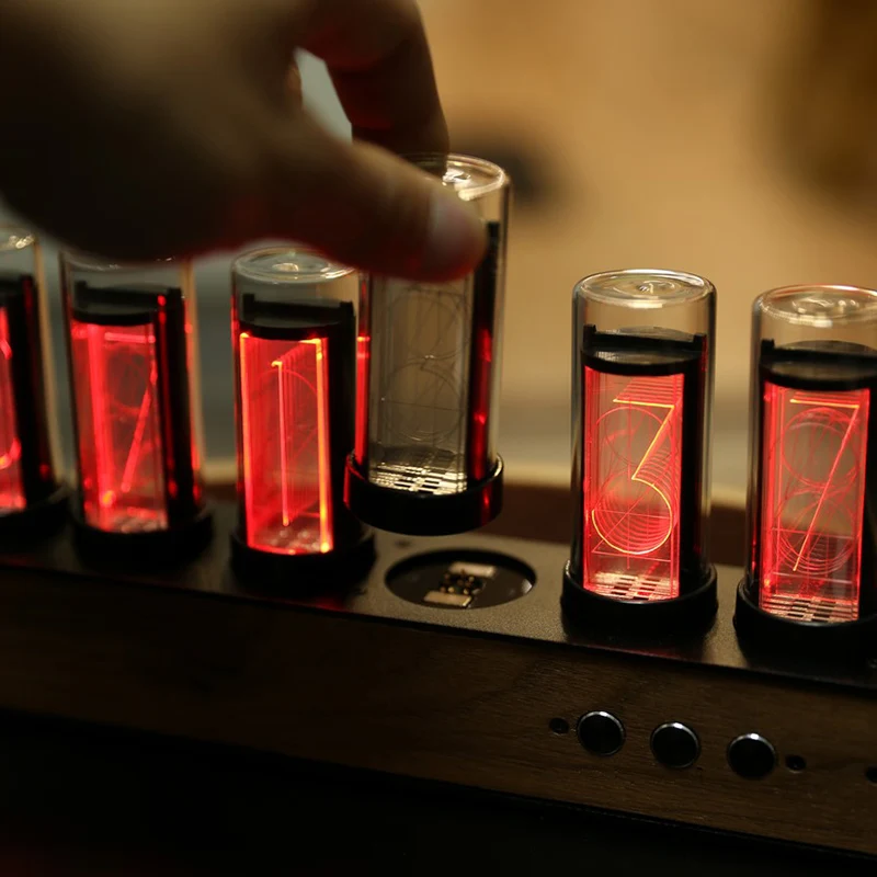 Luxury Nixie Tube Clock Wood Creative Digital Light Desk Clock Vintage Electronic Desktop Table Digital Watch Decor Gift Ideas