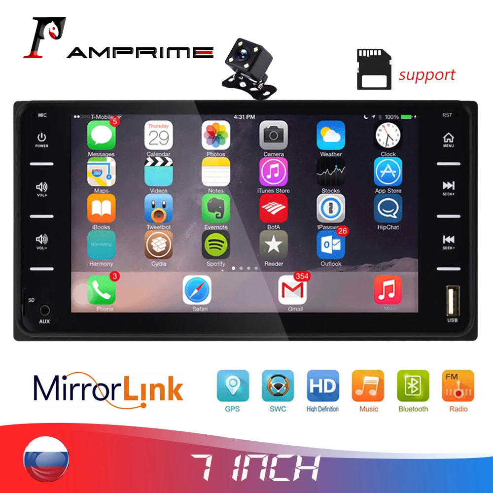 Автомагнитола AMPrime 2din 7 &quot мультимедийный проигрыватель с Bluetooth MirrorLink для Toyota Corolla