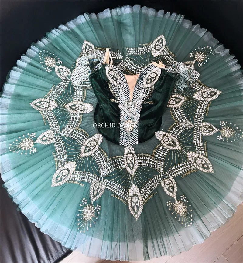 Professional High Quality Child Girls Performance Wear Velvet Green Ballett Tutu | Тематическая одежда и униформа