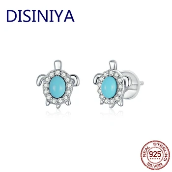 

DISINIYA Authentic 925 Sterling Silver Turtle Stud Earrings for Women Statement Jewelry Ear Pins Boho Fine Jewelry ZBSE00374