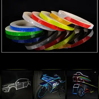 

1cm*8m Motorcycle Bicycle Reflective Sticker Safety Warning Rim Decal Tape Reflective Arrow Tape Fluorescent Reflecting Tape