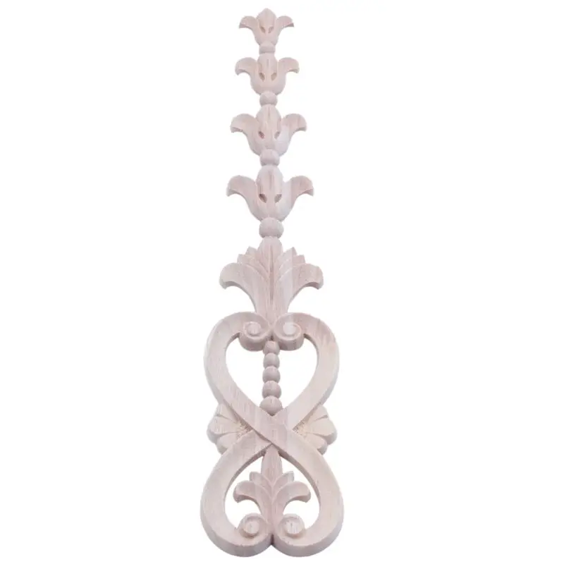

New Rubber Wood Carved Onlay Applique Unpainted Flower Door Home Furniture Decor size:36X7cm