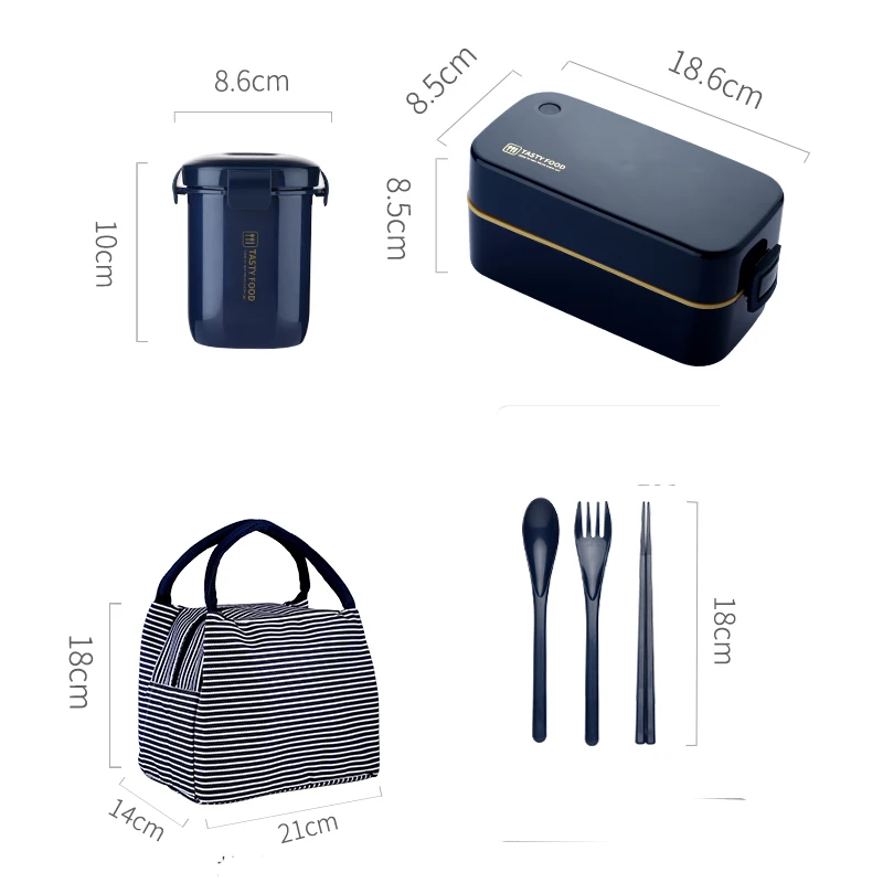 Blue Ланч-бокс, японская микроволновая печь, Bento box, 850 мл, контейнер для хранения еды, портативный, для школы, пикника, герметичный, BPA бесплатно - Цвет: Blue