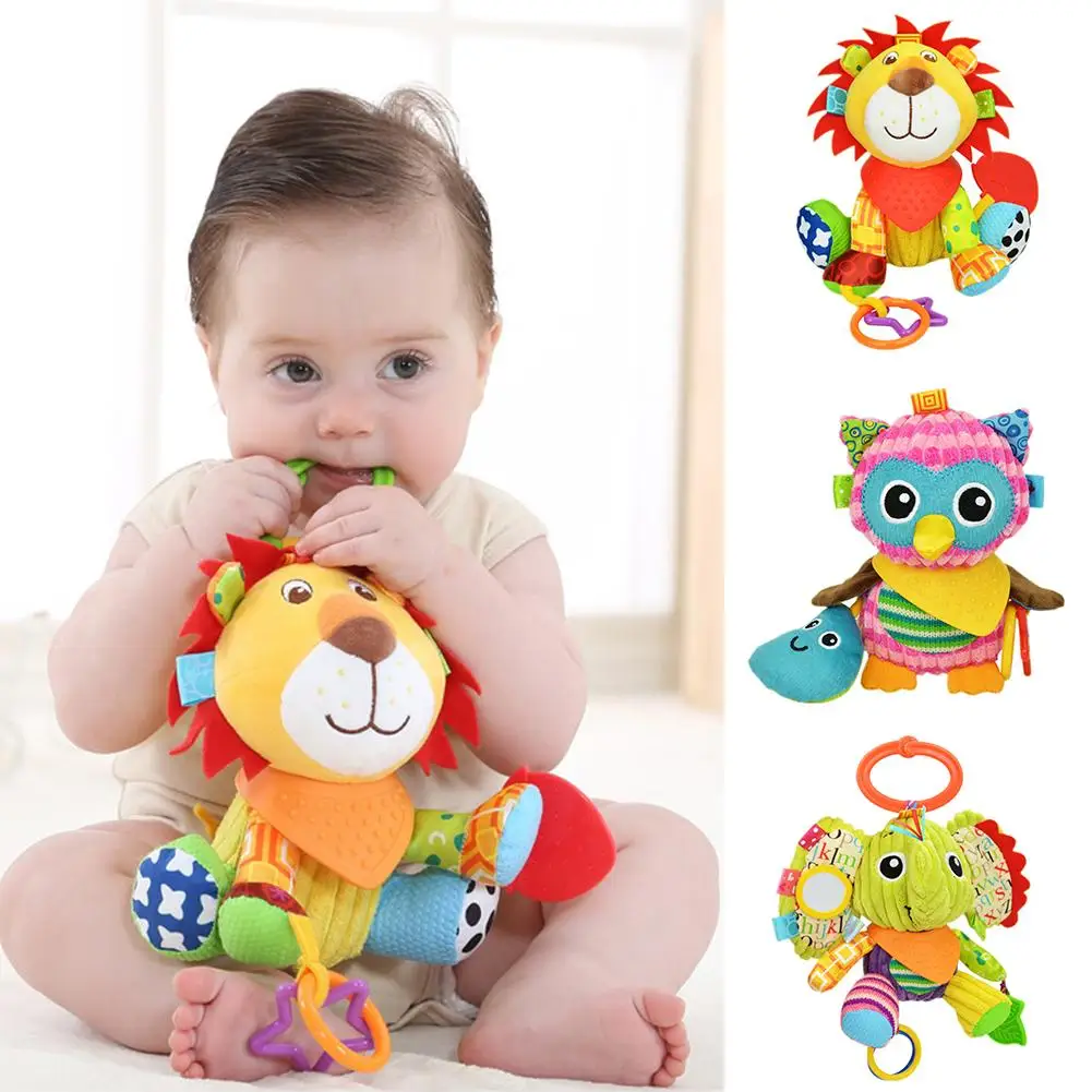 

Cute Cartoon Animal Baby Crib Bed Stroller Hanging Ring Toy Squeaky Teether New