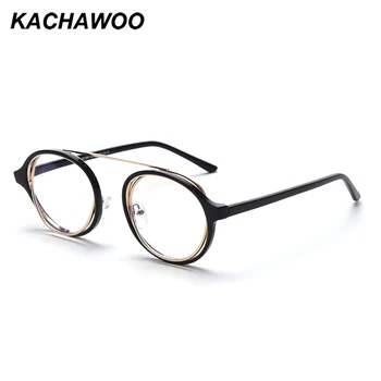 

Kachawoo acetate anti blue light glasses for computer men round eyeglass frame tr90 retro ladies new year gifts black gold clear