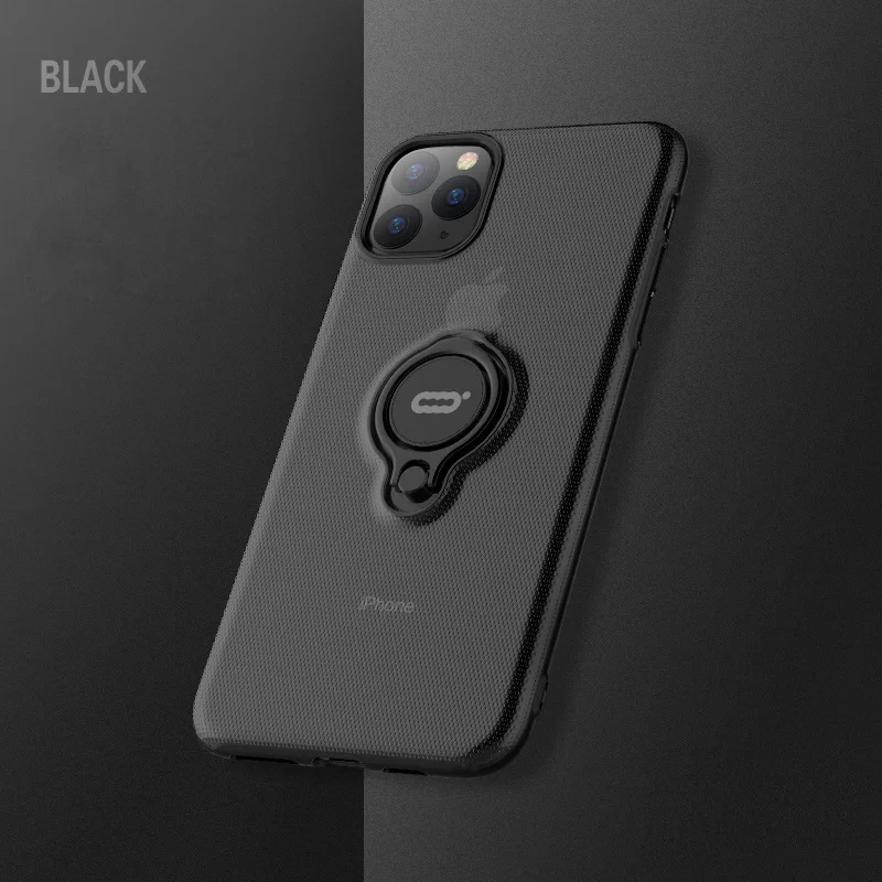 Чехол для iPhone 11 гальванический прозрачный чехол из поликарбоната для iPhone 11 Pro Max Блестящий демонстрационный держатель для колец жесткий чехол AB88 - Цвет: Transparent black