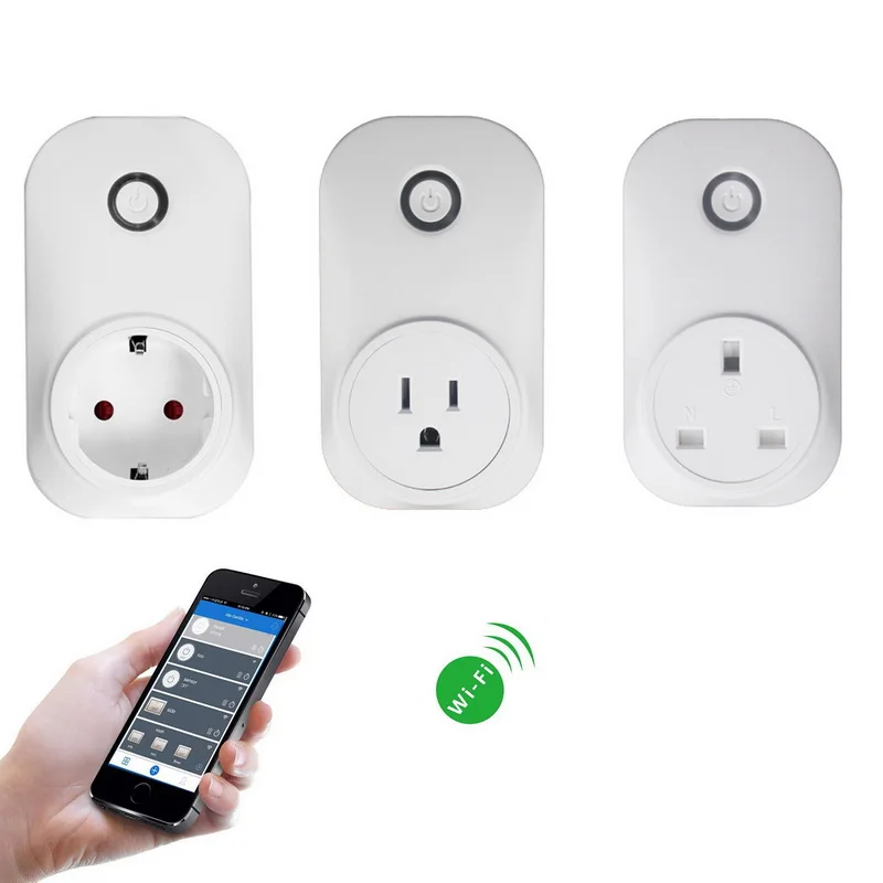 

Urijk 1pcs Wifi Wireless Remote Socket Plug Smart Home Outlet Power Socket EU US UK Standard App Phone Control