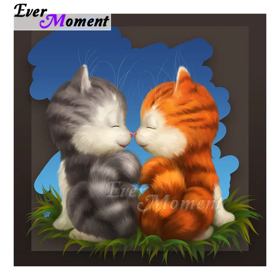 Ever Moment Diamond Painting Smile Cats Full Square Round Drill Mosaico Immagine Di Strass Diamante Punto Croce Asf1963